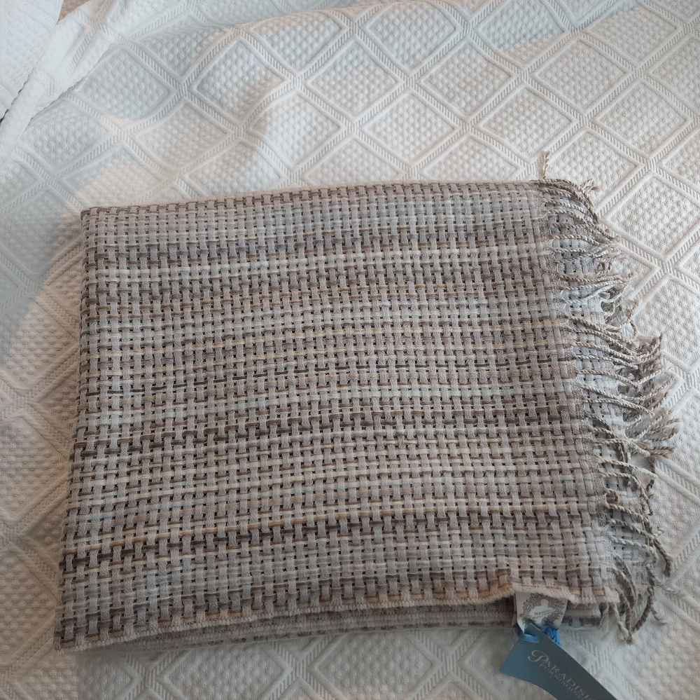 Woven Beige and Brown Throw Blanket
